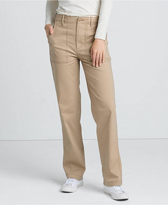 Lands' End Women's High Rise Chino Utility Straight Leg Pants - Macy's | Macy's