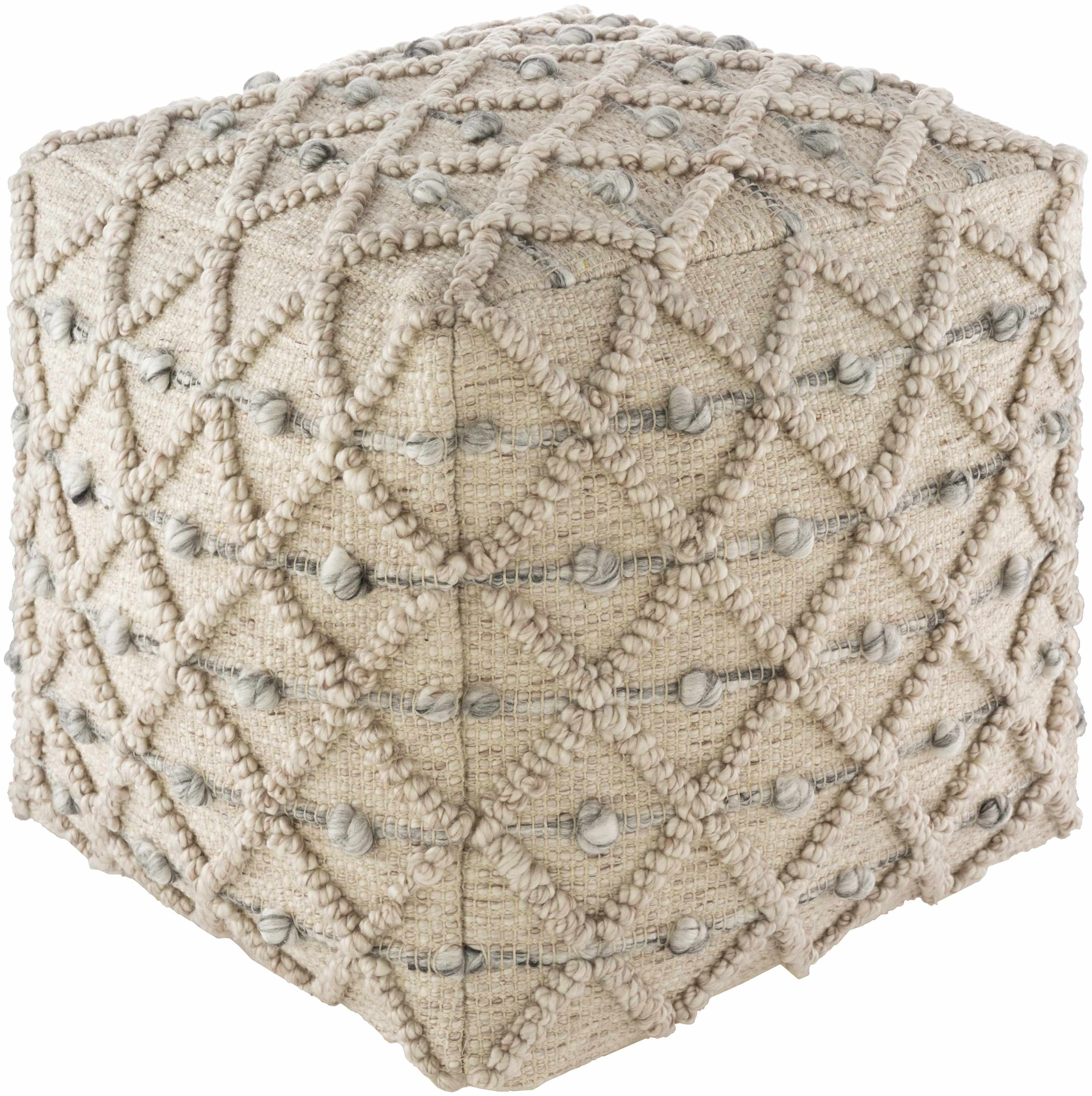 Serpentine Taupe Hand Woven Pouf | Boutique Rugs