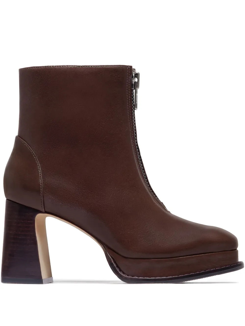 Bernardo 95mm Mafalda zip-front platform boots - Brown | Farfetch Global