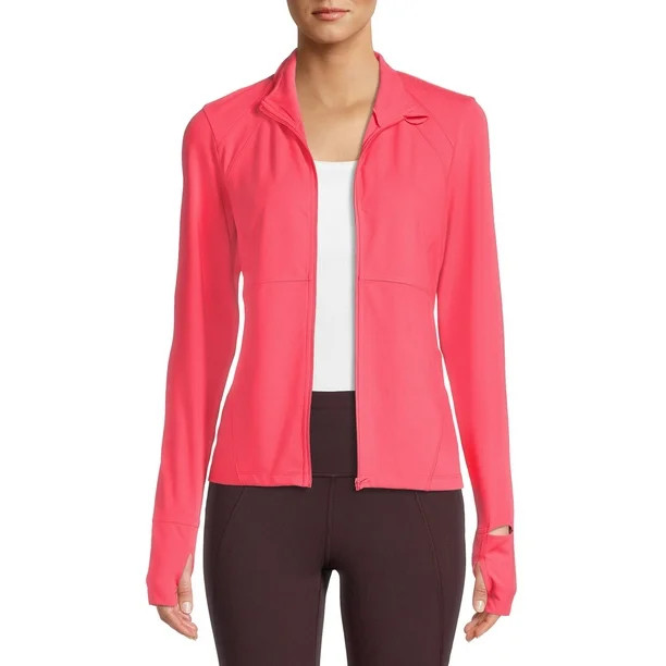 Avia Women's Active Full Zip Long Sleeve Jacket with Thumbholes and Sport Watch Opening - Walmart... | Walmart (US)