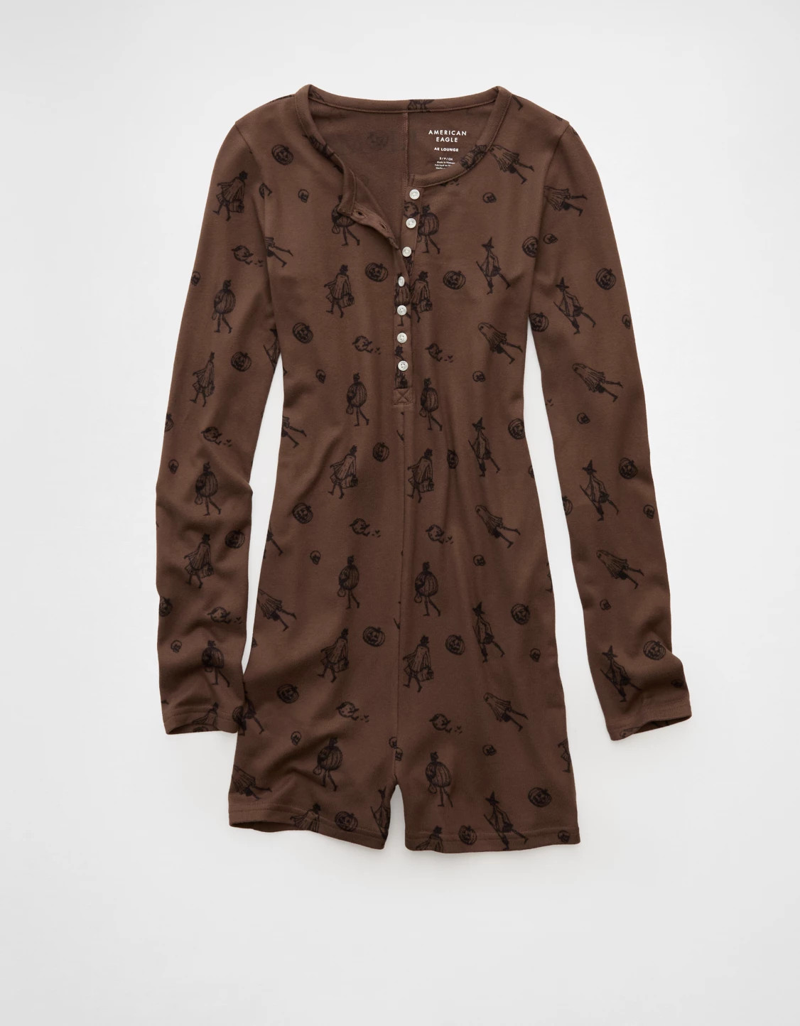 AE Skeleton Luxe Plush Romper | American Eagle Outfitters (US & CA)