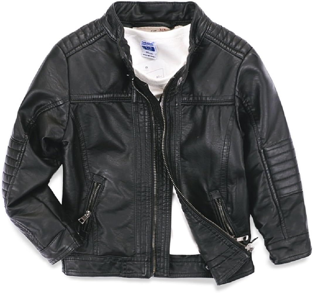 LJYH Boys Leather Jackets New Spring Children Collar Motorcycle Faux Leather Zipper Coats | Amazon (US)