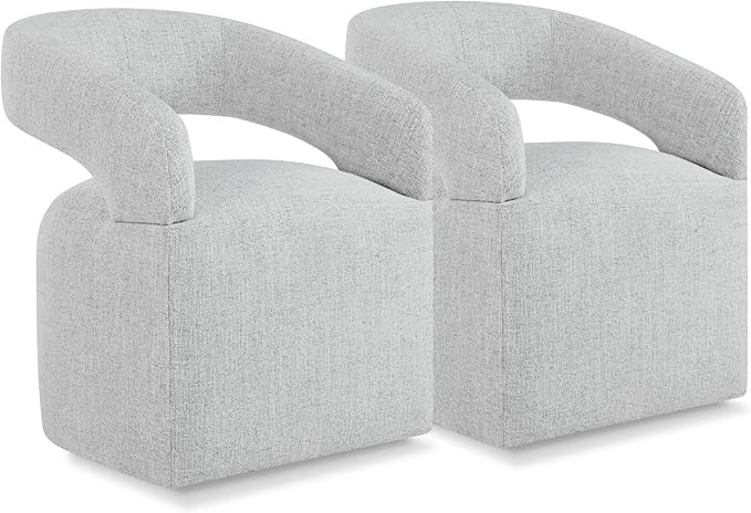 Upholstered Dining Chairs with Casters Easy Assembly Require Modern Barrel Armchair with Rollers ... | Amazon (US)