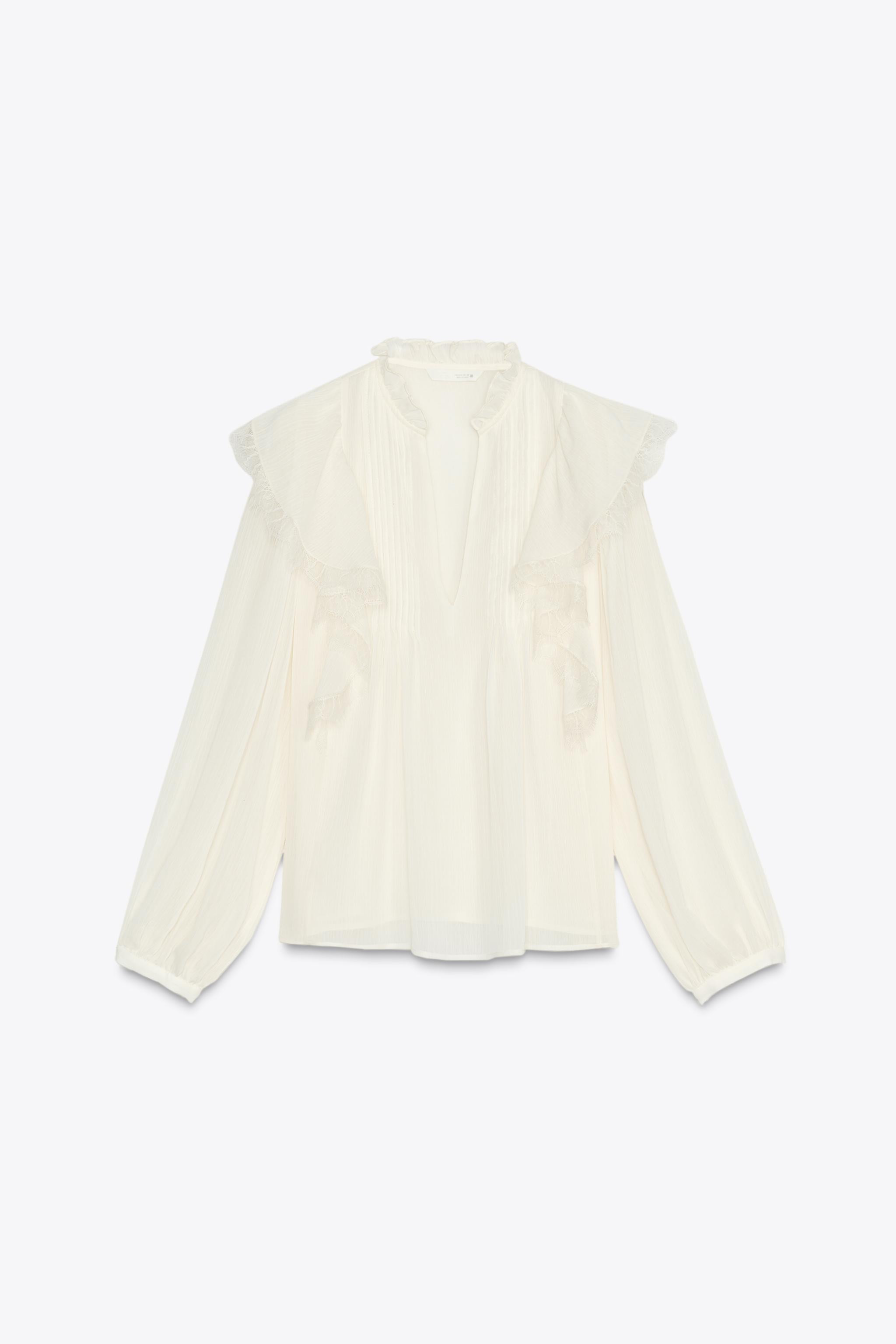 LACE RUFFLE BLOUSE | Zara US