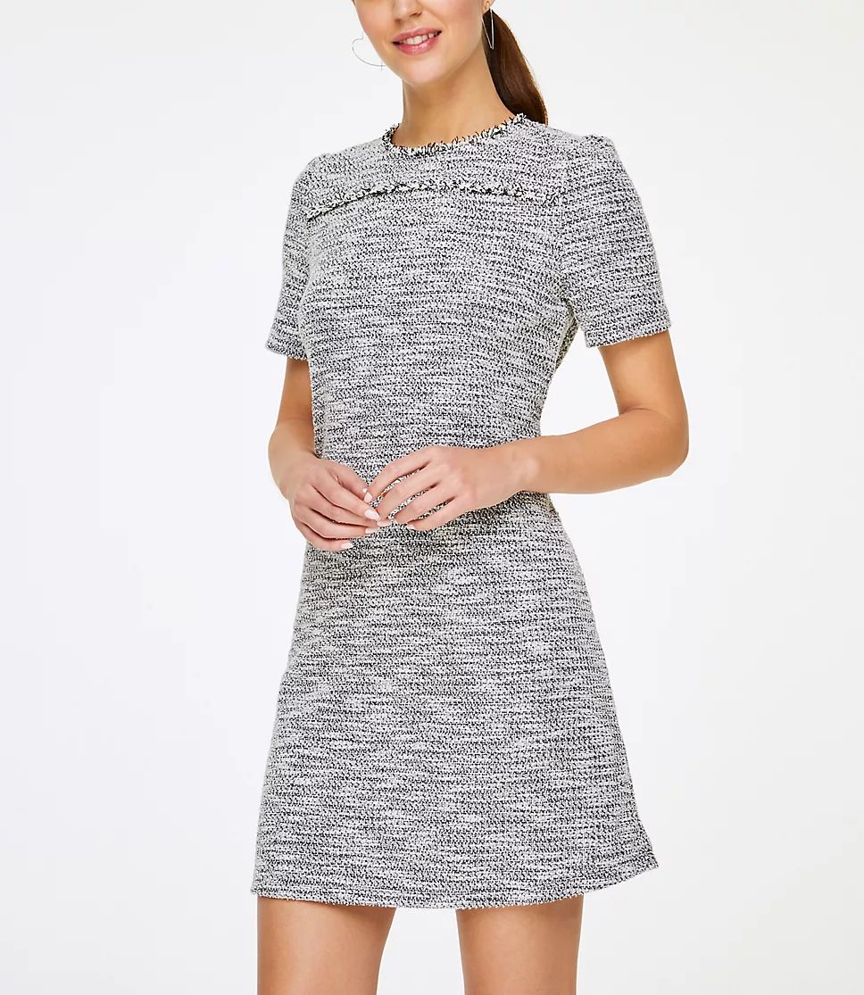 Textured Short Sleeve Shift Dress | LOFT Outlet