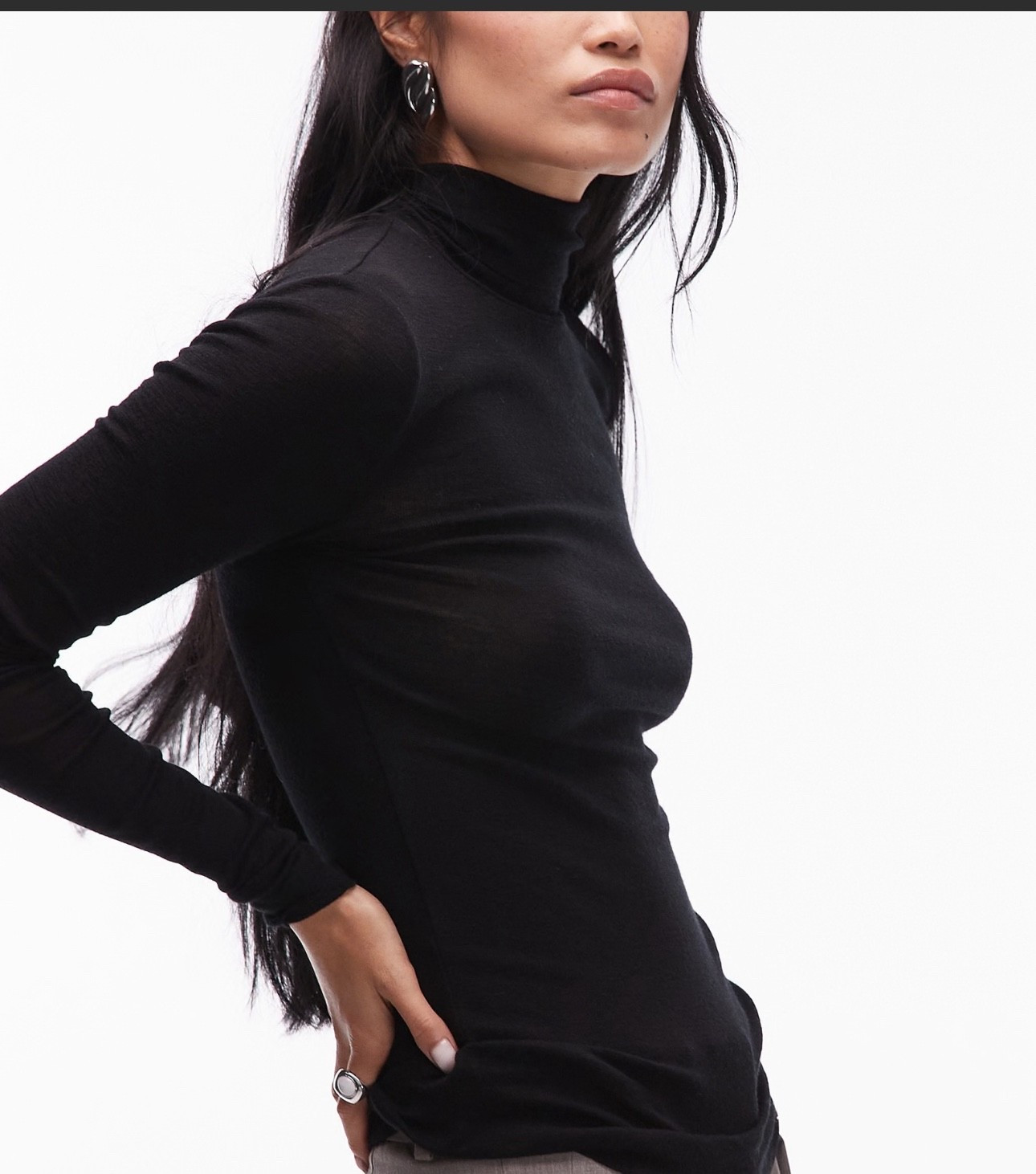 ARKET merino wool knitted semi sheer turtle neck top in black

#LTKautumn #LTKuk #LTKmodest