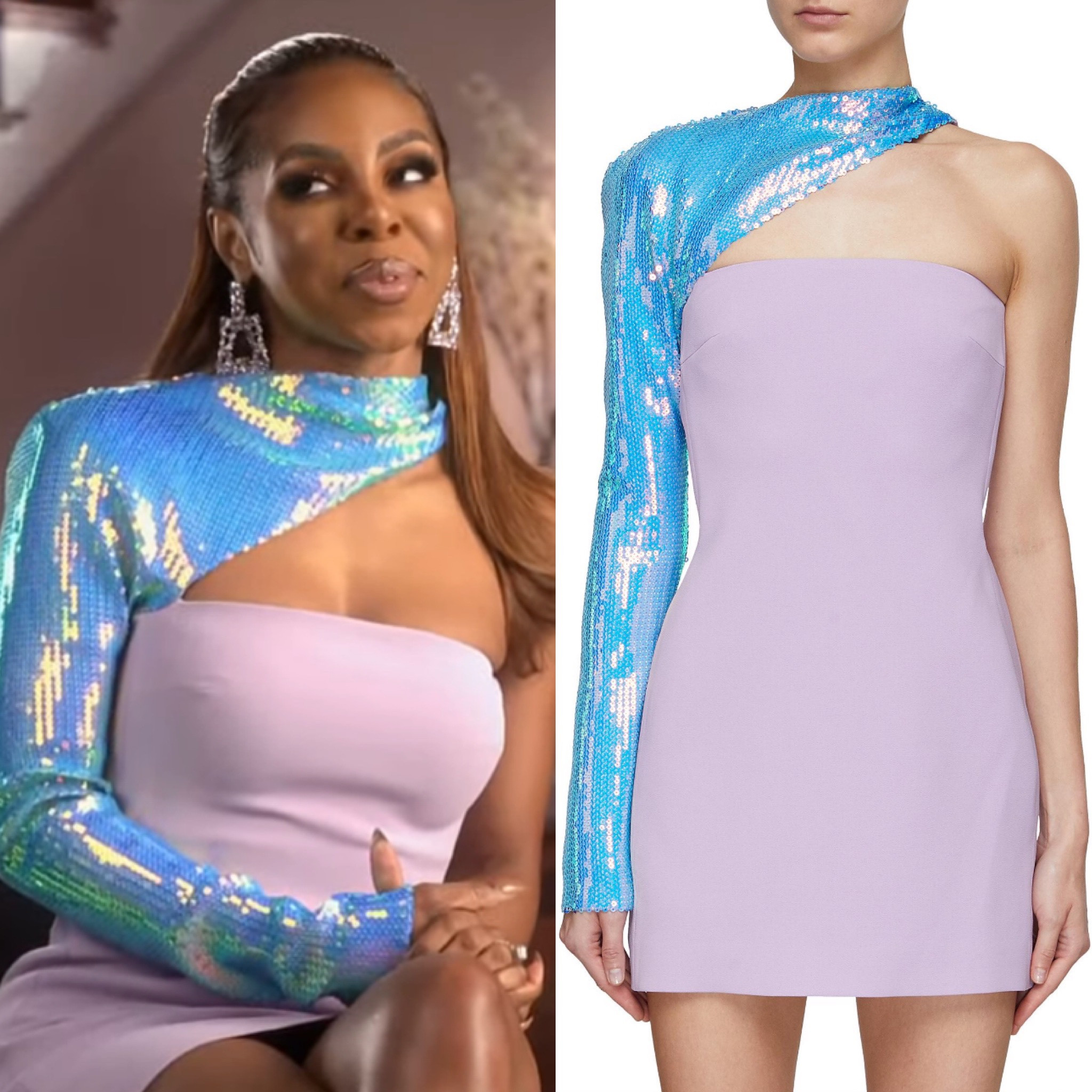 Candice Dillard’s Sequin One Sleeve Confessional Dress