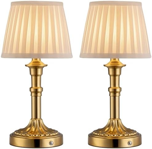 KDG Cordless Portables Table Lamp Set of 2, LED Fabric Shade Small Desk Lamps, 5000mAh Battery Po... | Amazon (US)