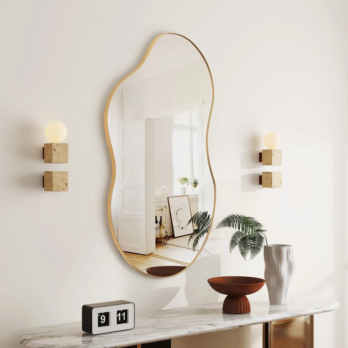 Everly Quinn Ashane Asymmetrical Wall Mirror Metal Frame & Reviews - Wayfair Canada | Wayfair North America