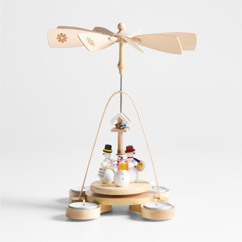 Musical Snowman Handmade German Tealight Candle Holder | Crate & Barrel | Crate & Barrel