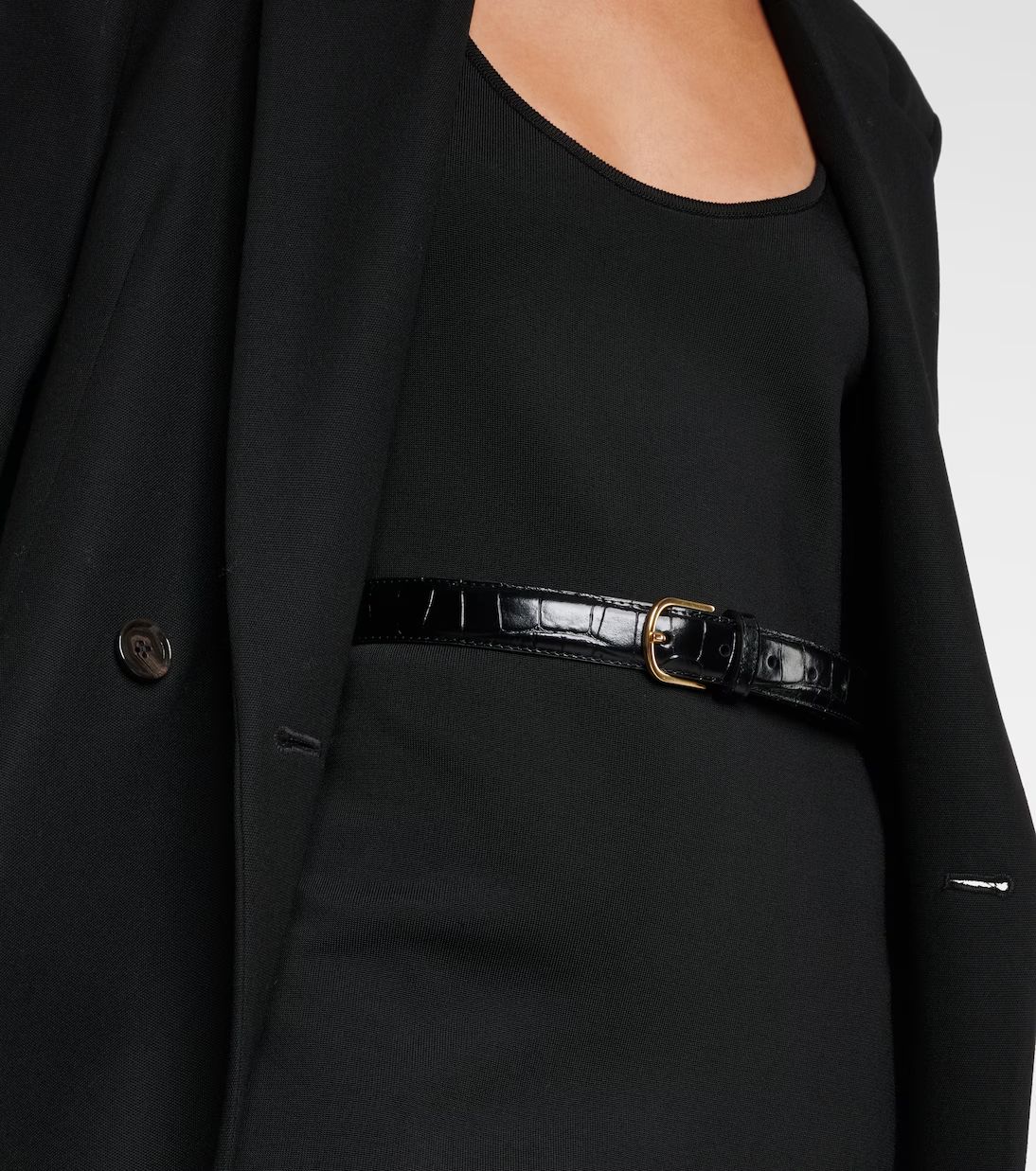 Slim croc-effect leather belt | Mytheresa (US/CA)