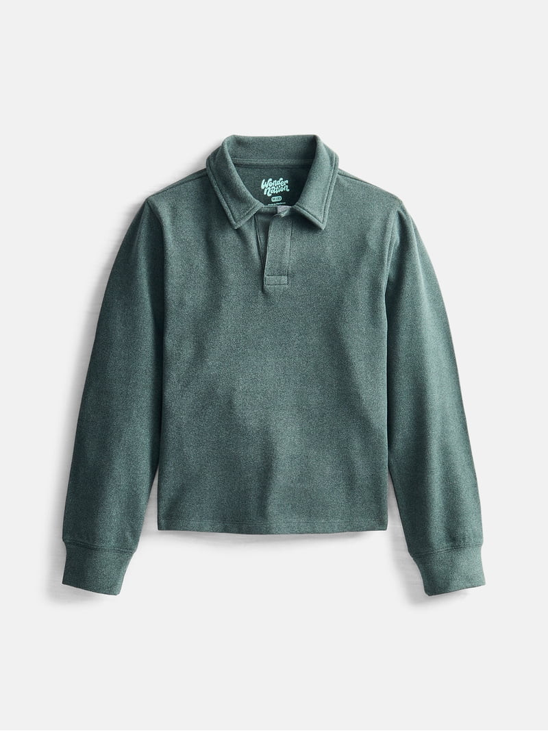 Wonder Nation Boys Cozy Polo Shirt with Long Sleeves, Sizes XS-XXL and Husky | Walmart (US)