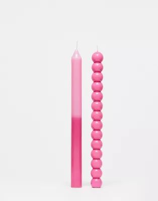 Typo pack of 2 pillar candles in pink | ASOS | ASOS (Global)