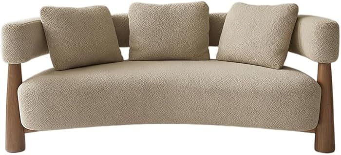 3 Seater Modern Curved Sofa, Pellet Velvet Fabric Upholstered Couch, Small for Living Room, Bedro... | Amazon (US)