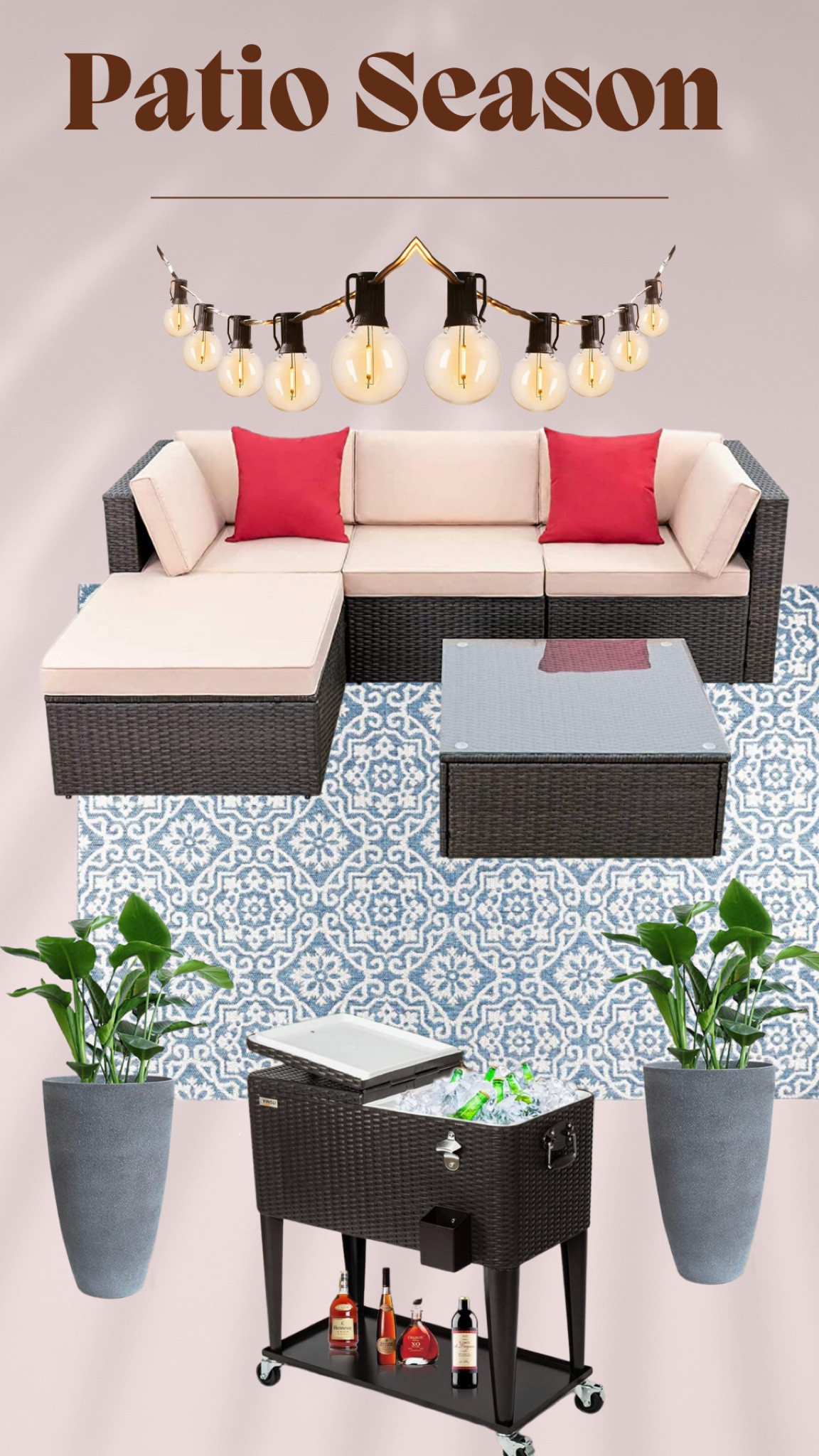 Patio style
Outdoor living 
Outdoor space
Outdoor rug
Patio rug
Waterproof rug
Planter
Outdoor plants
String lights
Patio sectional 
Outdoor sectional
Bar cart
Patio cart 


#LTKSeasonal #LTKfamily #LTKunder100