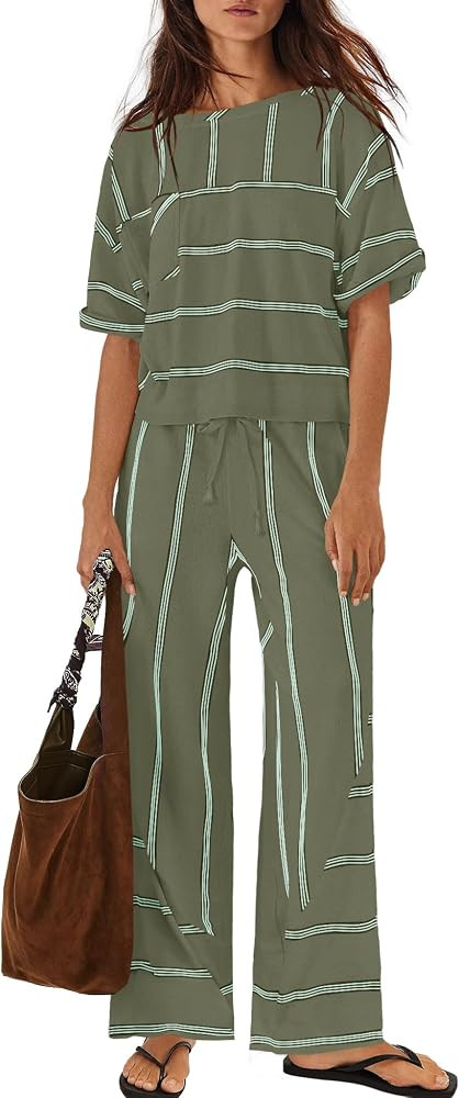 Panadila Women Striped Lounge Sets 2 Piece Summer Travel Sets     Matching Sets, Beach Vacation O... | Amazon (US)