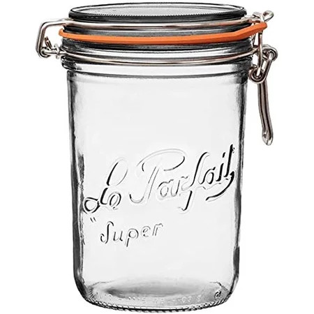 Le Parfait Super Terrine - 1L French Glass Canning Jar w/Straight Body, Airtight Rubber Seal and Gla | Walmart (US)
