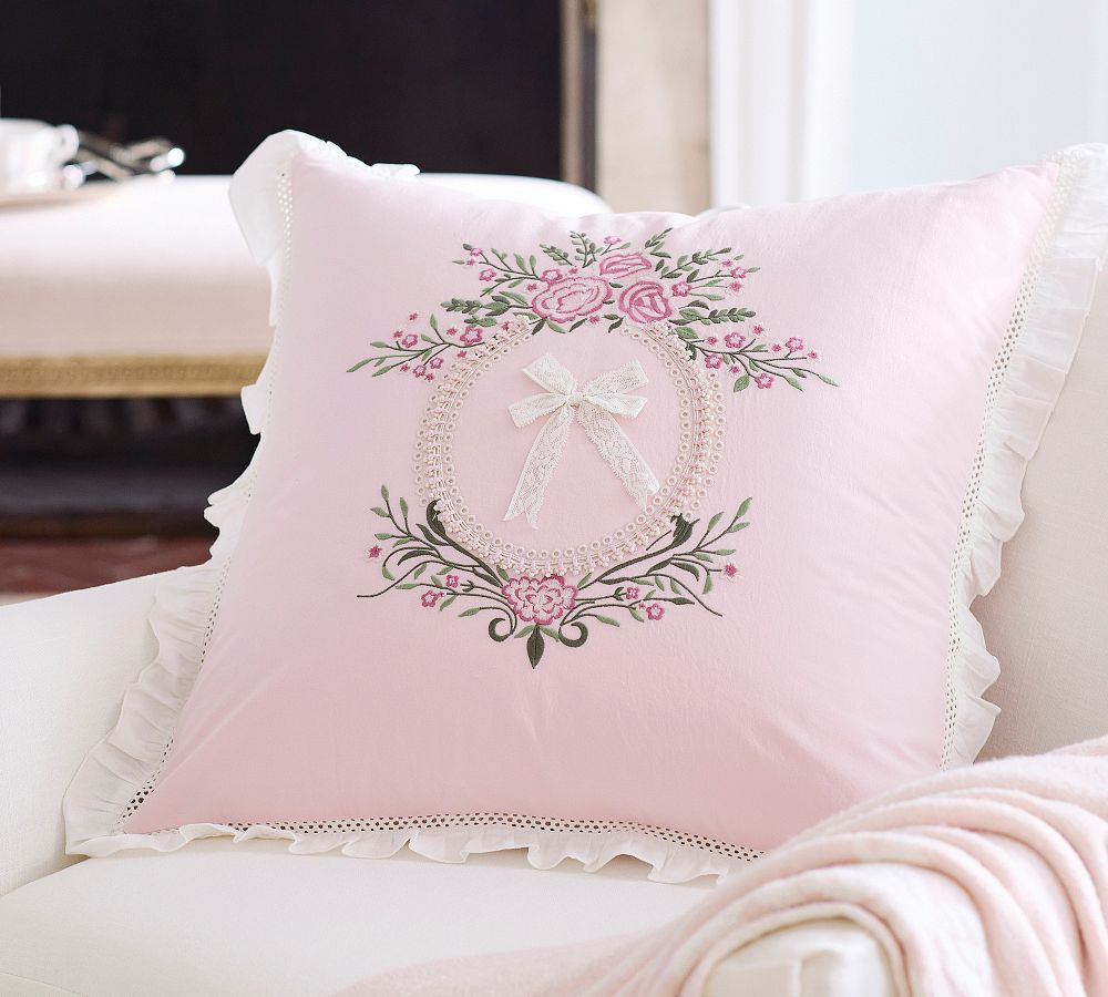 LoveShackFancy Embroidered Lace Bow Pillow | Pottery Barn (US)
