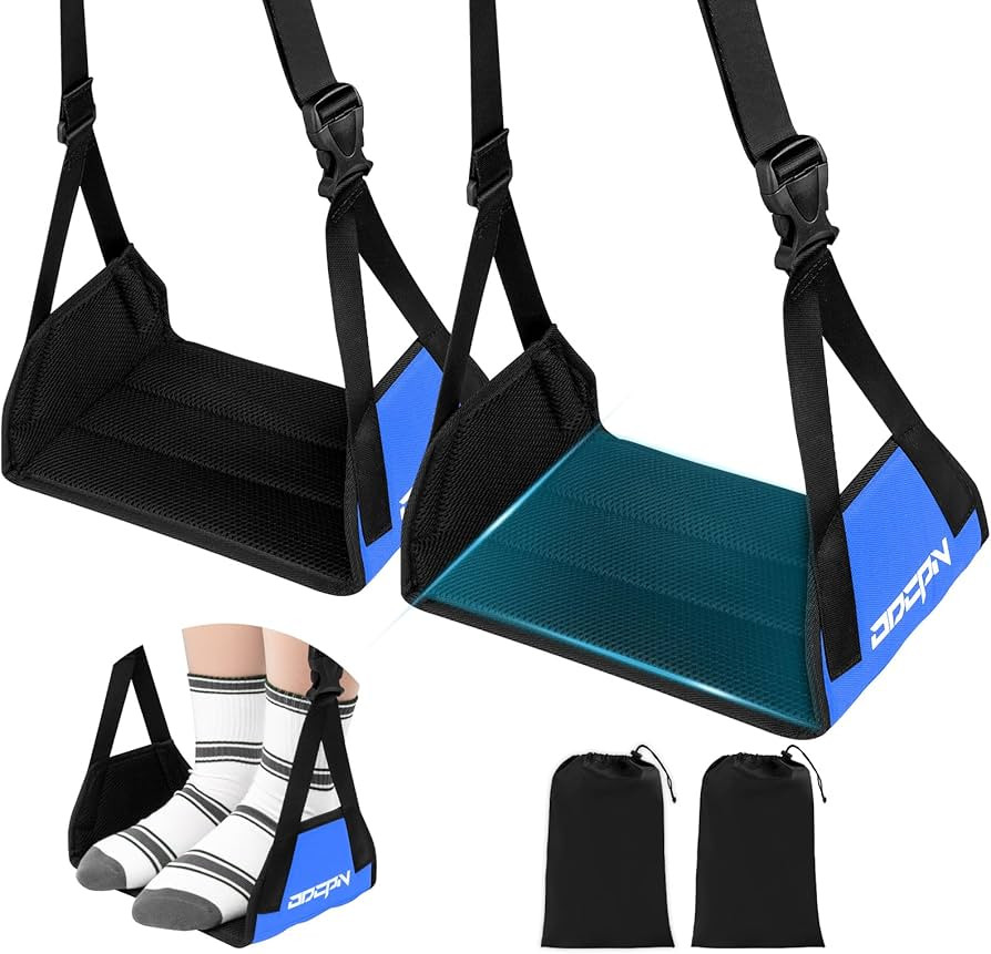 2-Pack Foot Hammock for Plane Travel, No Collapse Thickened Bamboo Airplane Foot Rest with Extend... | Amazon (US)