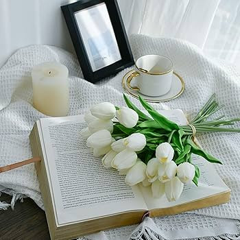 Mandy's 20pcs White Artificial Tulip Silk Fake Flowers 13.5" for Spring Mother's Day Easter Gifts... | Amazon (US)