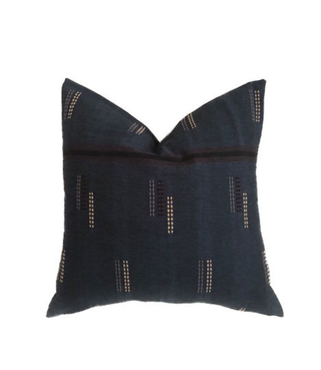 Hmong Navy Tribal Pillow Cover with Handstitched Detail // 18 x 18 or 20 x 20  No. 046 | Etsy (US)