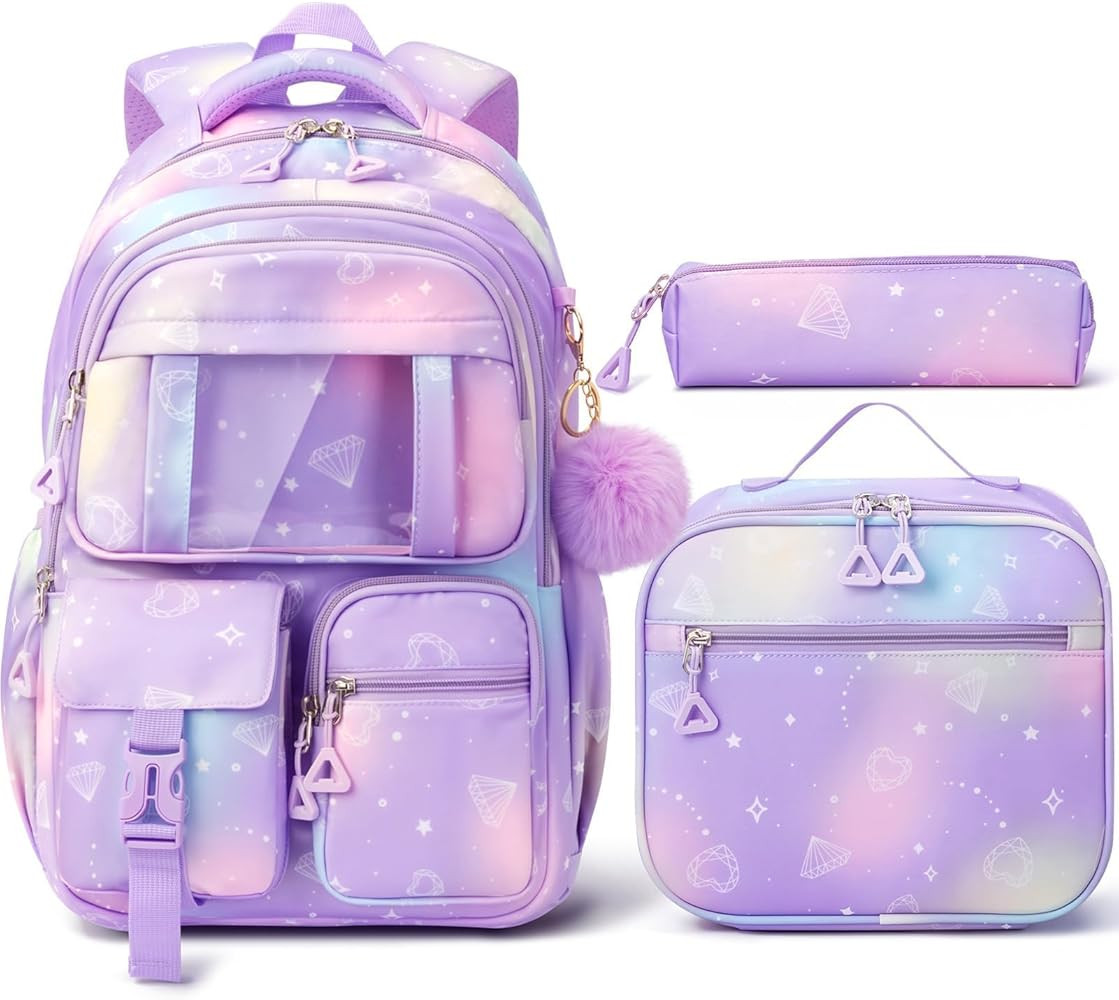 Fimibuke Kids Backpack for School Girls, 3Pcs Waterproof Girls Backpack with Lunch Box & Pencil P... | Amazon (US)