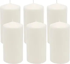 Stonebriar 6 Count Tall 3 x 6 Inch 65 Hour Long Burning Unscented White Wax Pillar Candles | Amazon (US)