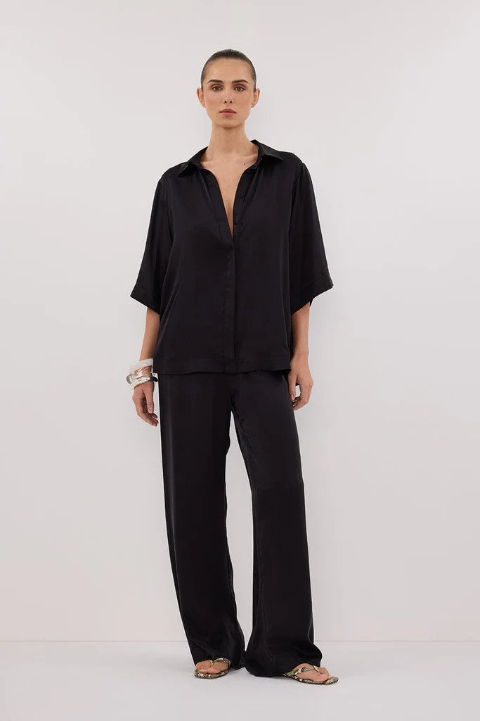 PERCY BLACK SILK SHIRT | DISSH