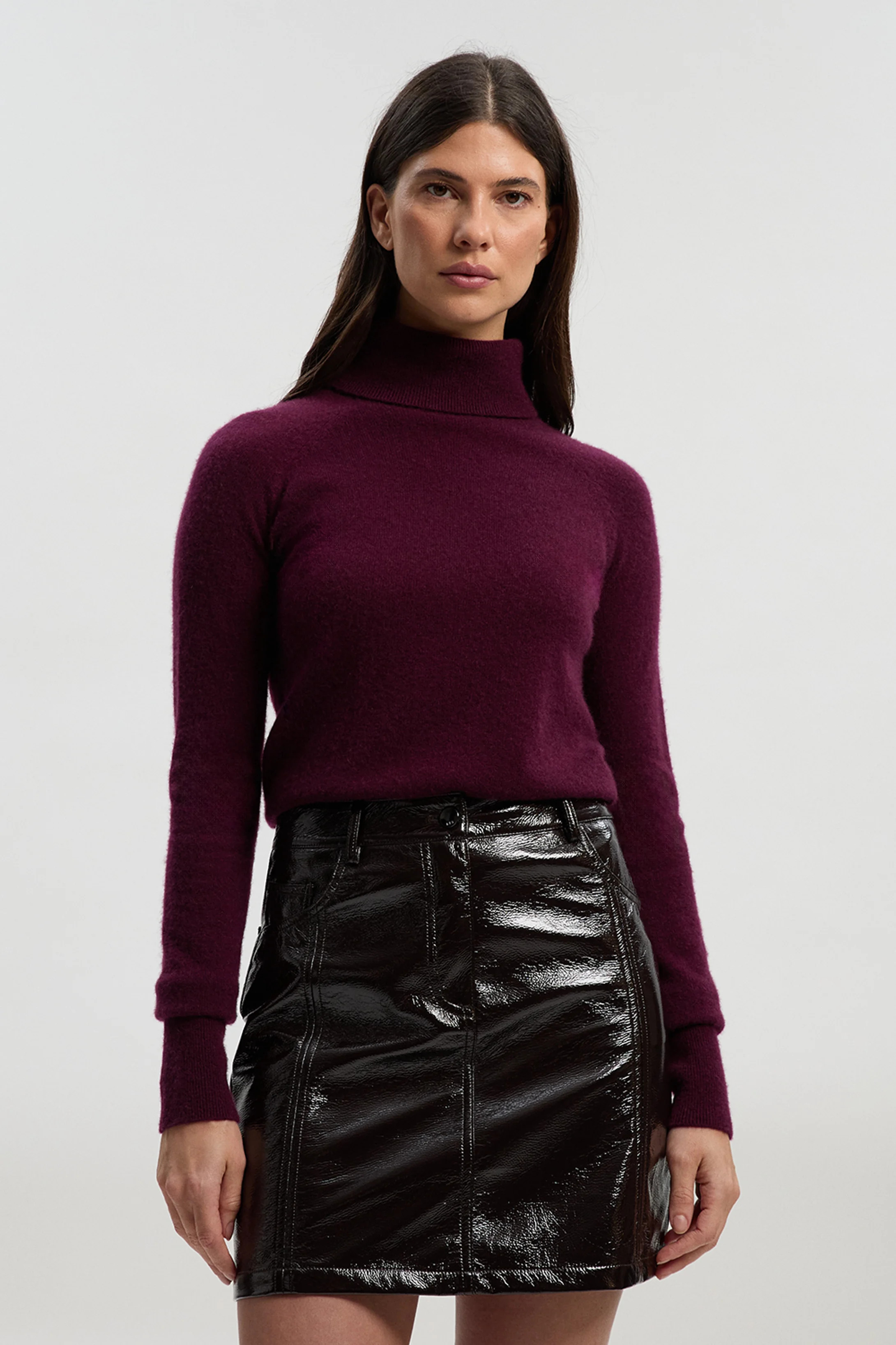 High Shine Faux Leather Mini Skirt | Karen Millen US