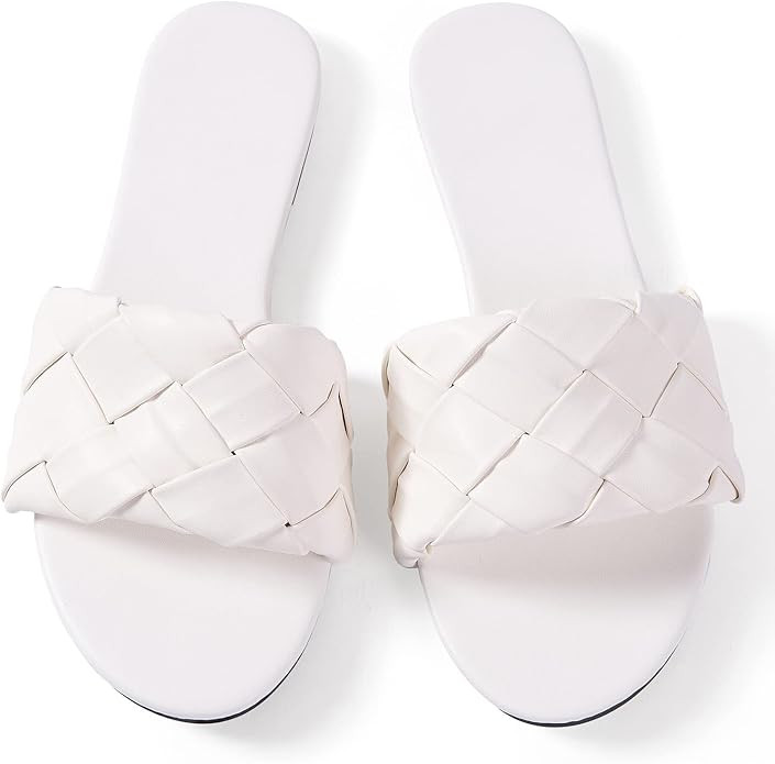 Women Flat Sandals Braided Leather Crossover Nude Fashion Evening Dress Party Wedding t Dressy Sa... | Amazon (US)