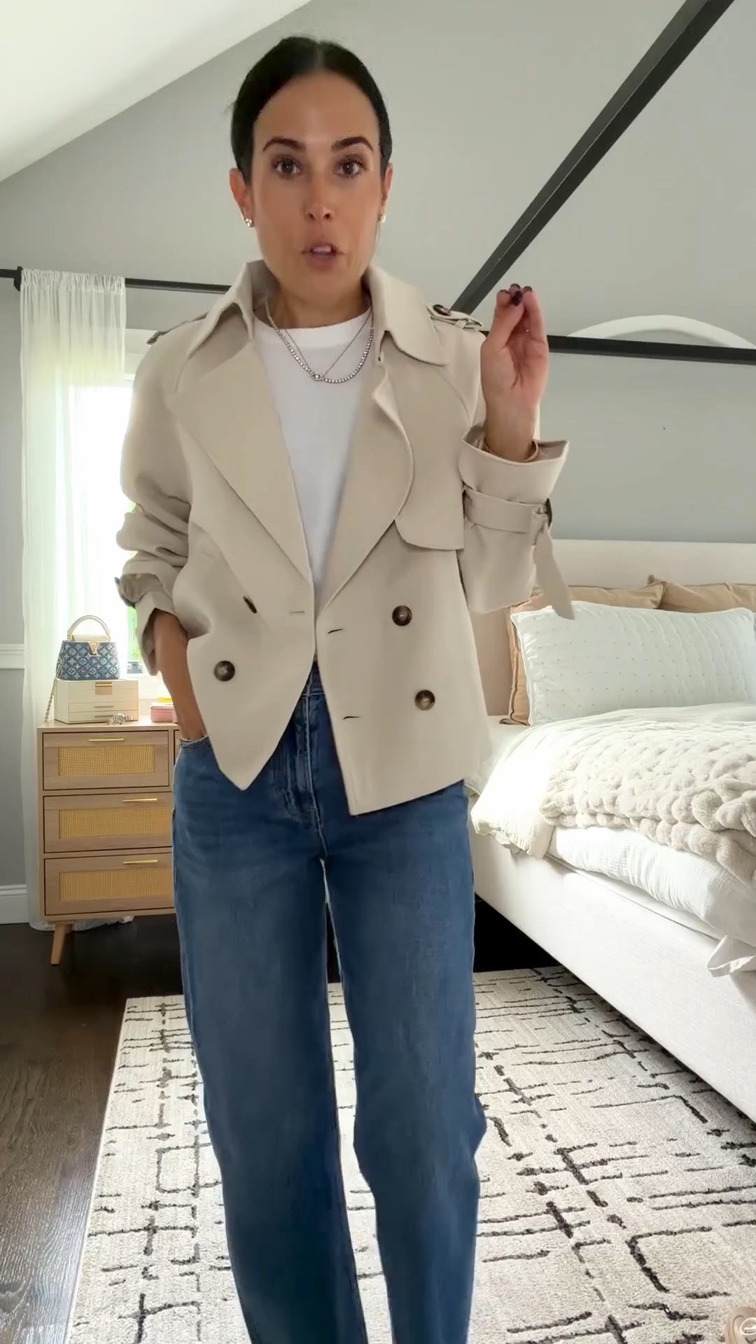 Love this cropped trench on sale for prime day only $37! Wearing size small