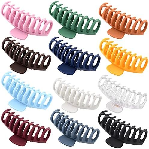 12 Pack Large Hair Claw Clips for Woman,Non-slip Matte Banana Clips,Strong Hold jaw clip,Hair Cla... | Amazon (US)
