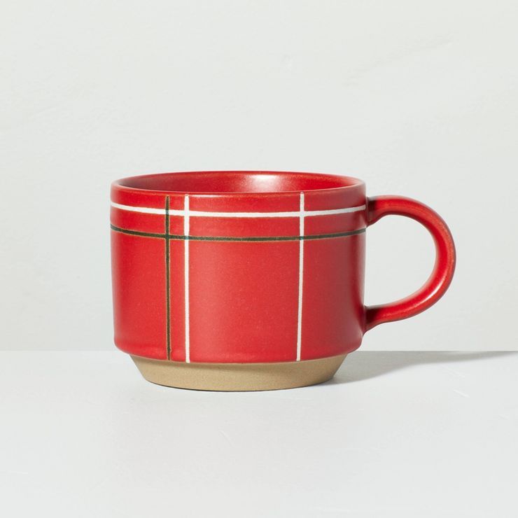10.5oz Stoneware Plaid Joy/Peace/Merry Mugs - Christmas Kitchen | Target