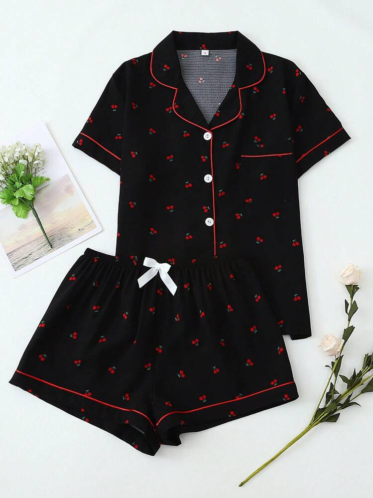 Cherry print pajama set | SHEIN