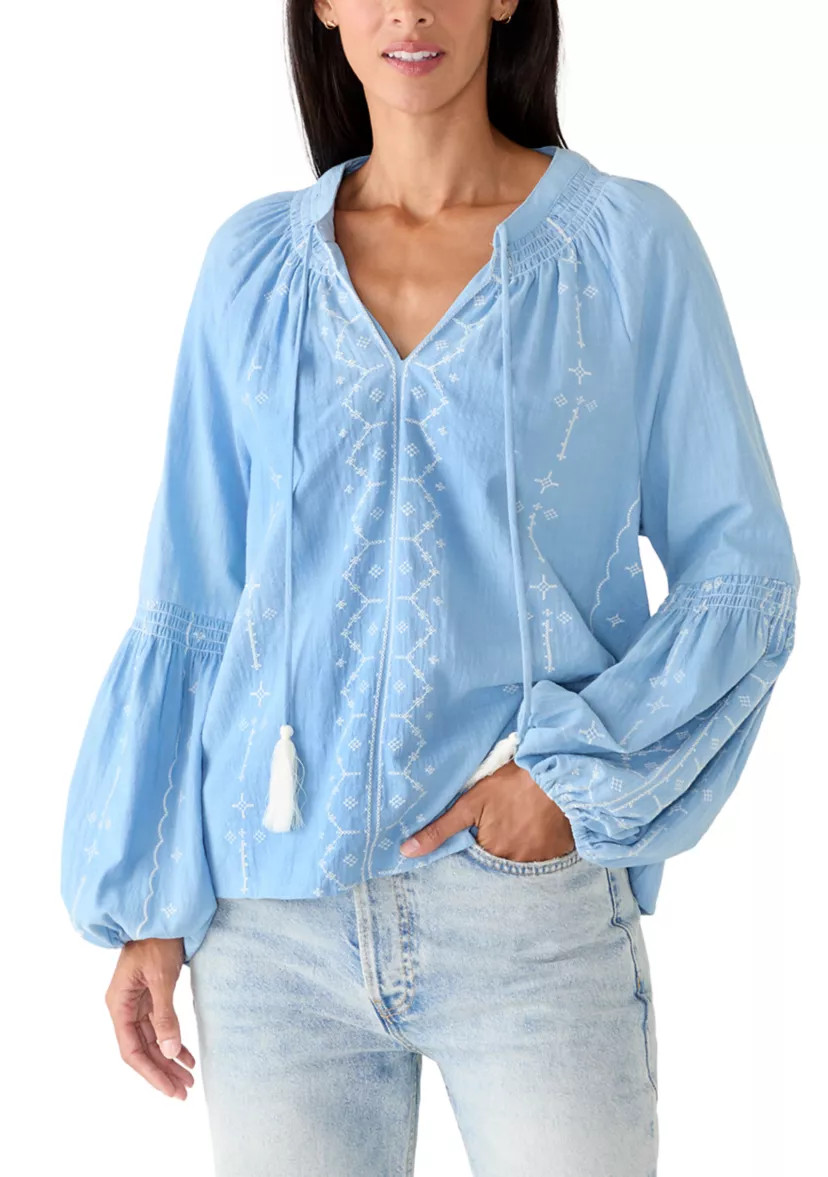 Women's Long Embroidered Puff Sleeve Top | Belk