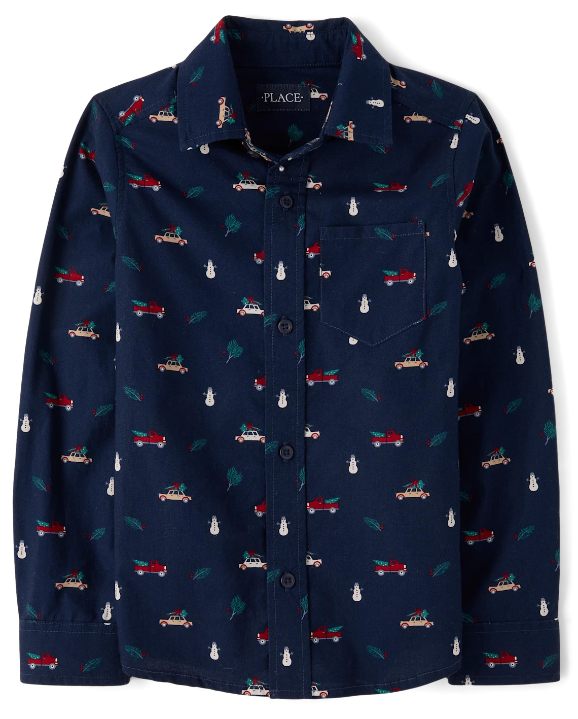 Boys Print Poplin Button Up Shirt - blue | The Children's Place