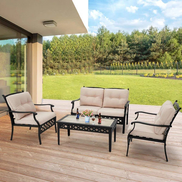 Hikmet Metal 350 - Person Seating Group with Cushions | Wayfair North America