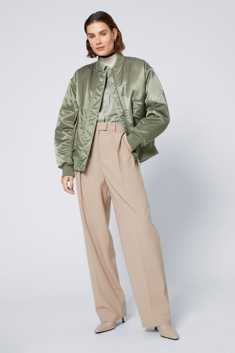 Oversized Satin Flight Jacket | H&M (UK, MY, IN, SG, PH, TW, HK)