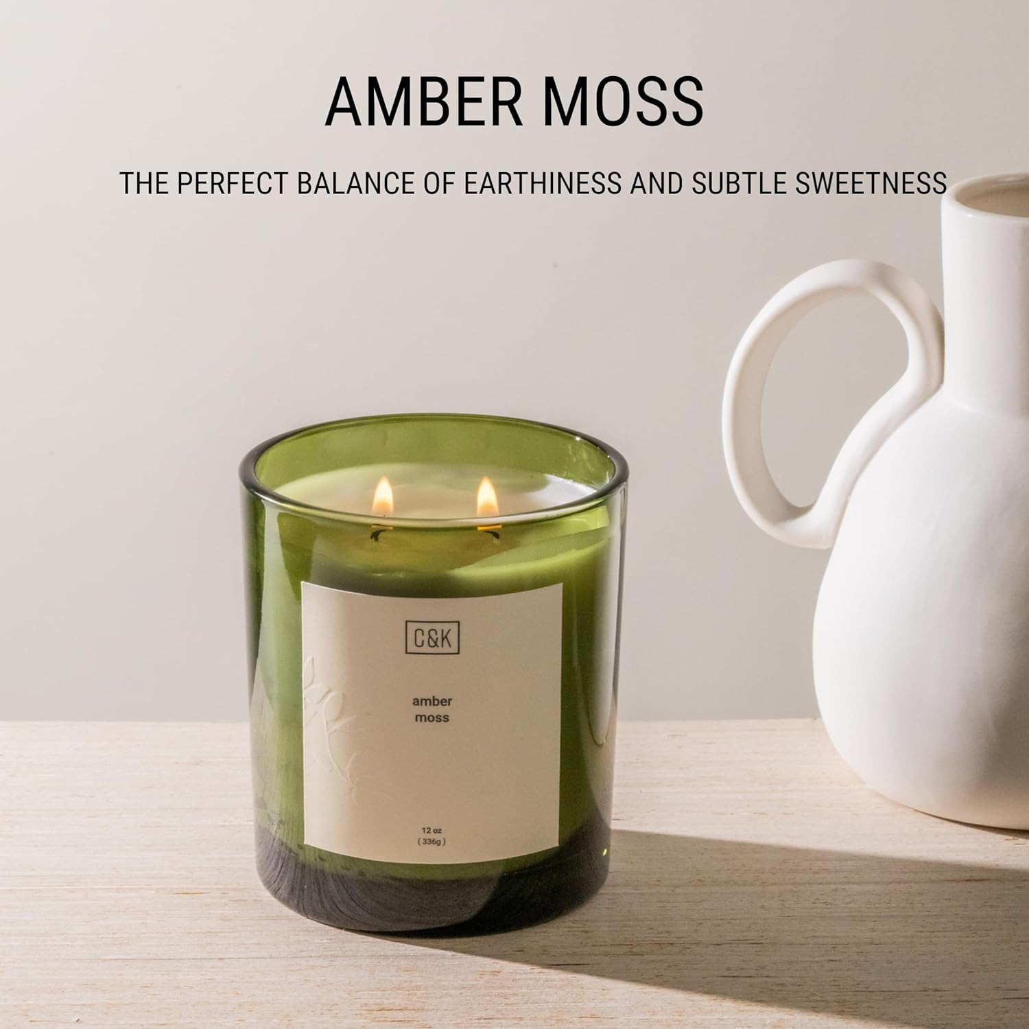 Craft & Kin 12oz Amber Moss Candle for Home | Premium Green Winter Scented Candles for Men | Made... | Amazon (US)