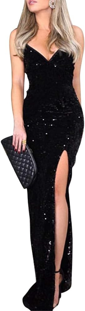 BerryGo Women's Bodycon Sequin Gown       
Material: Polyester | Amazon (US)