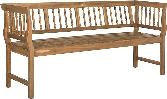 Safavieh PAT6732A Outdoor Collection Brentwood Bench, Natural | Amazon (US)