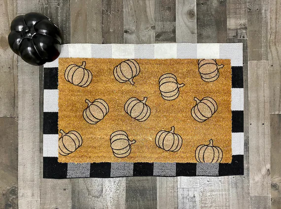 Minimalist White Pumpkin Fall Decor Doormat - Etsy | Etsy (US)