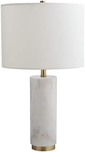Amazon Brand – Rivet Mid-Century Modern Marble Pillar Table Desk Lamp with Light Bulb, 22"H, White M | Amazon (US)