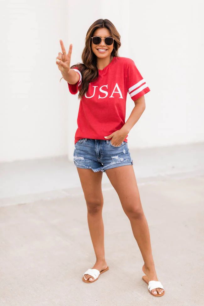 Classic USA Varsity Tee FINAL SALE | The Pink Lily Boutique
