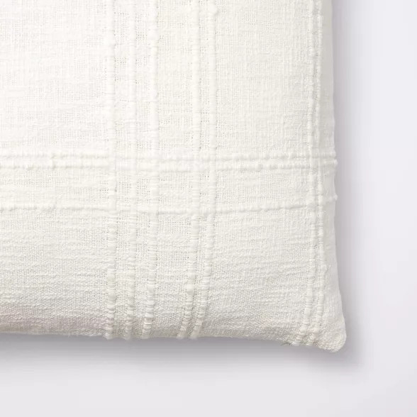 Euro Texture Tonal Plaid Decorative Throw Pillow Off White - Threshold™ designed with Studio McGee | Target