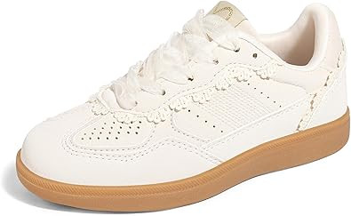 LUCKY STEP Kids Lace Detail Fashion Retro Sneakers Girls Casual Gum Rubber Sole Dual Laces Walkin... | Amazon (US)