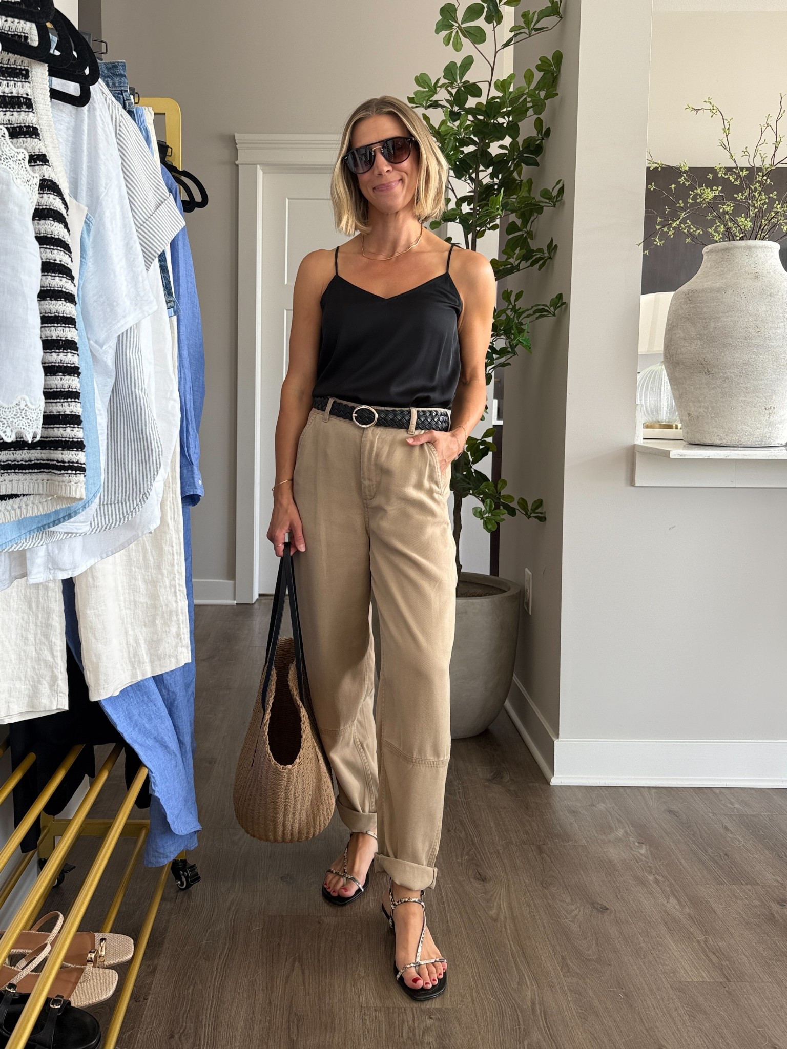 Wearing 0 chino pants, small silk tank, small bent, sandals tts

#LTKFindsUnder100 #LTKOver40 #LTKFindsUnder50