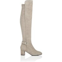 Amba Silver Birch Stretch Suede Knee Boots | L.K. Bennett (UK)