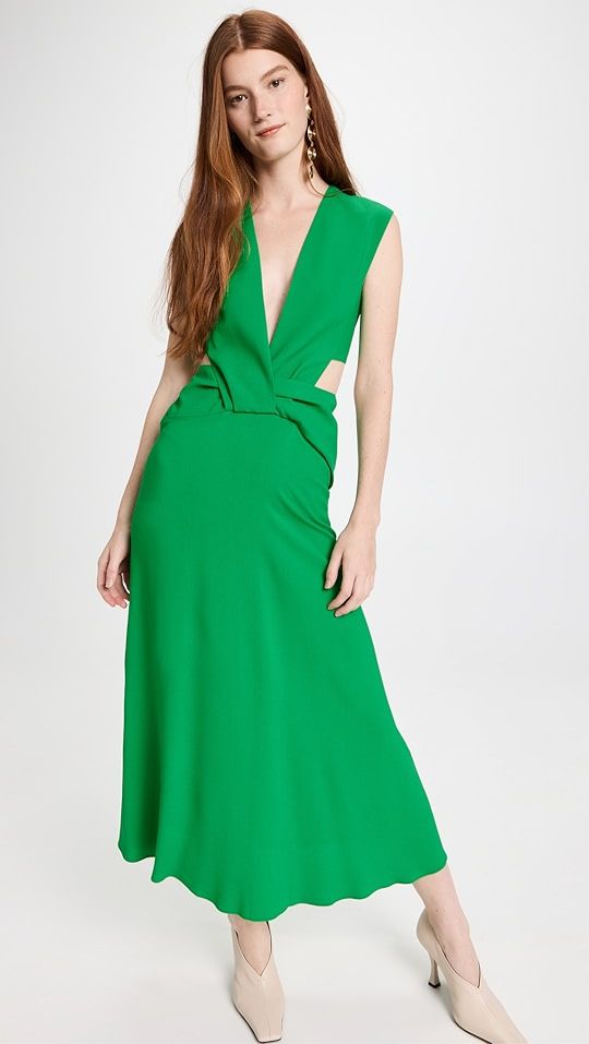 Victoria Beckham Twist Wrap Midi Dress | SHOPBOP | Shopbop
