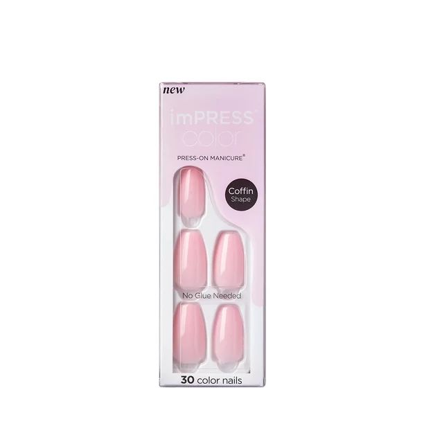 KISS imPRESS Color Medium Coffin Press-On Nails, ‘Pink Dream’, 30 Count - Walmart.com | Walmart (US)